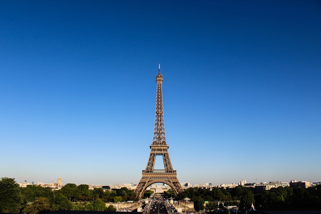 Eiffel Tower glowing at night